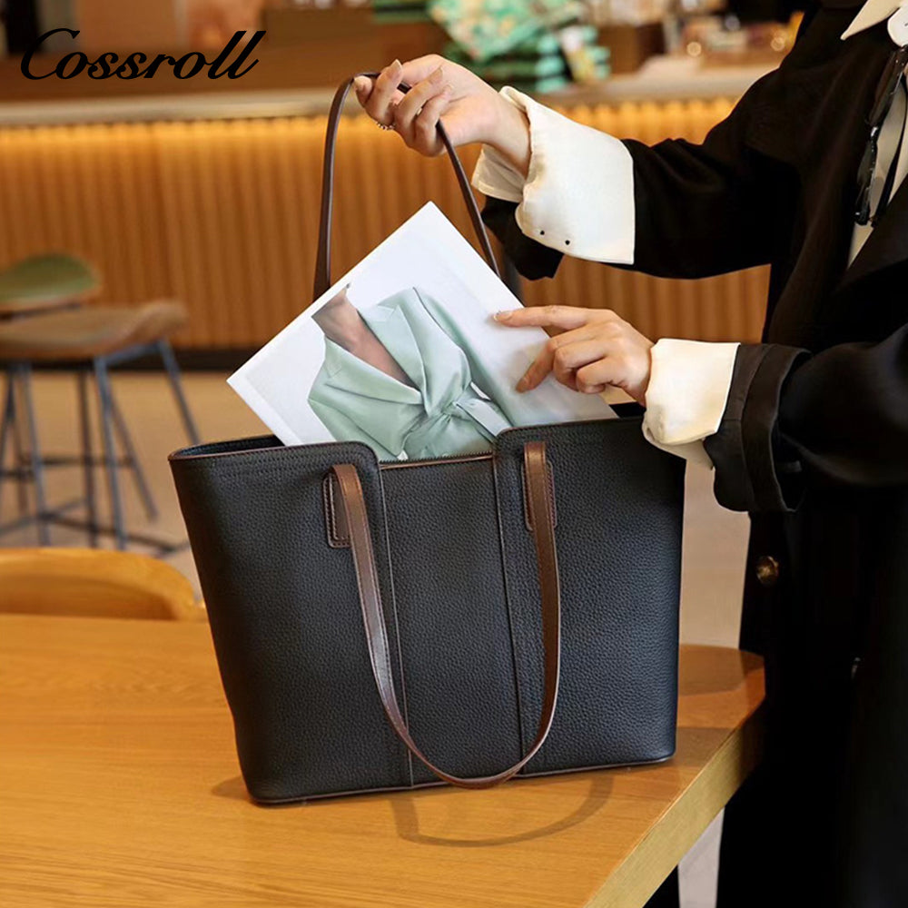 European and American style leather women's bag, shoulder and crossbody, simple design, large capacity