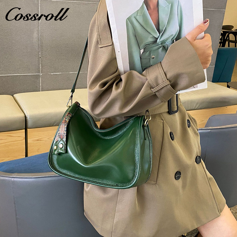Korean tide with niche soft leather lychee grain shoulder crossbody bag armpit bag