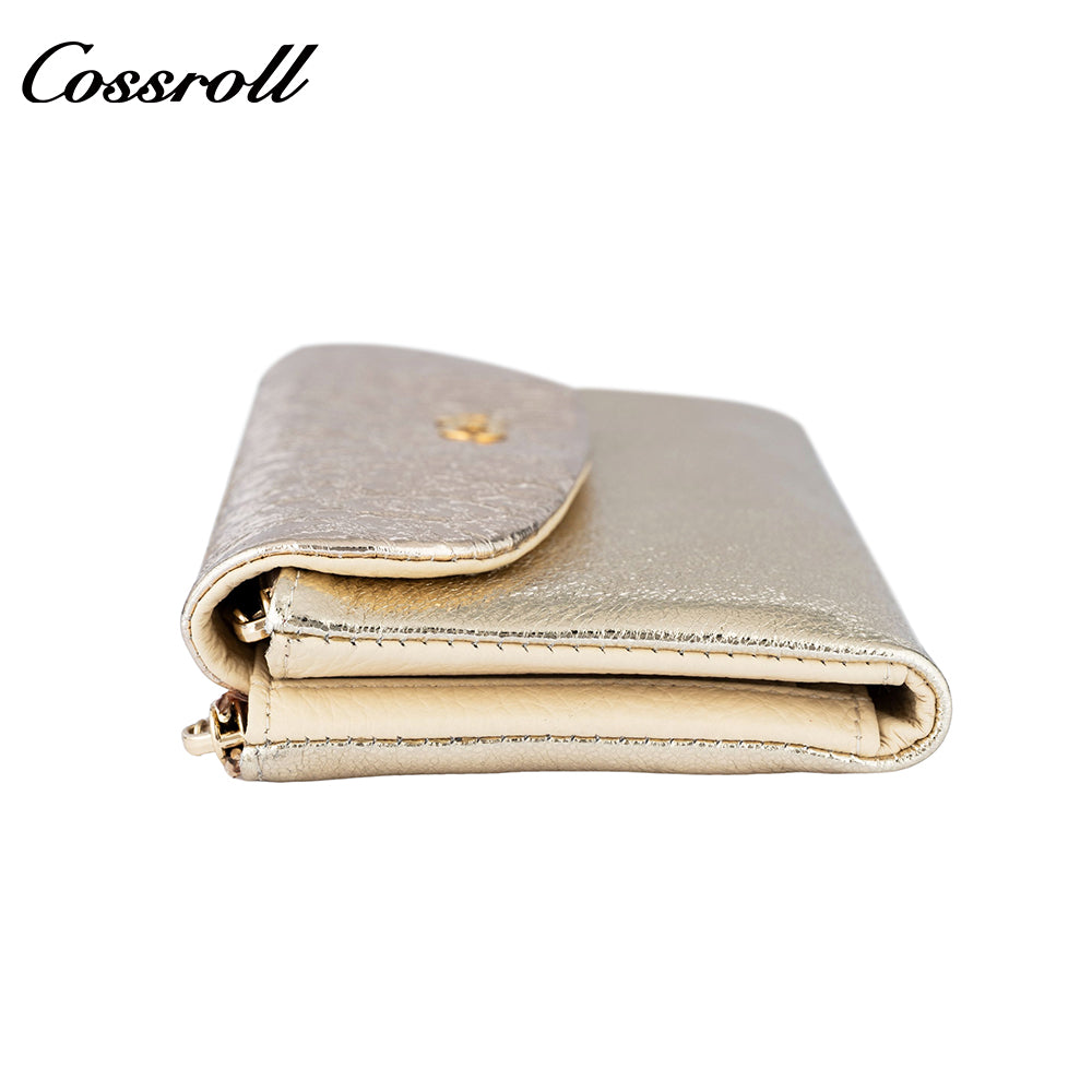 Cross Border Long Leather Wallet Head Layer Cowhide Women's Premium Feeling Glossy Clutch New Wallet Ladies Long Clip