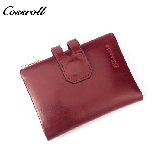 Popular Decorative genuine leather purse handmade long wallets oil wax leather ladies handmade Elegant