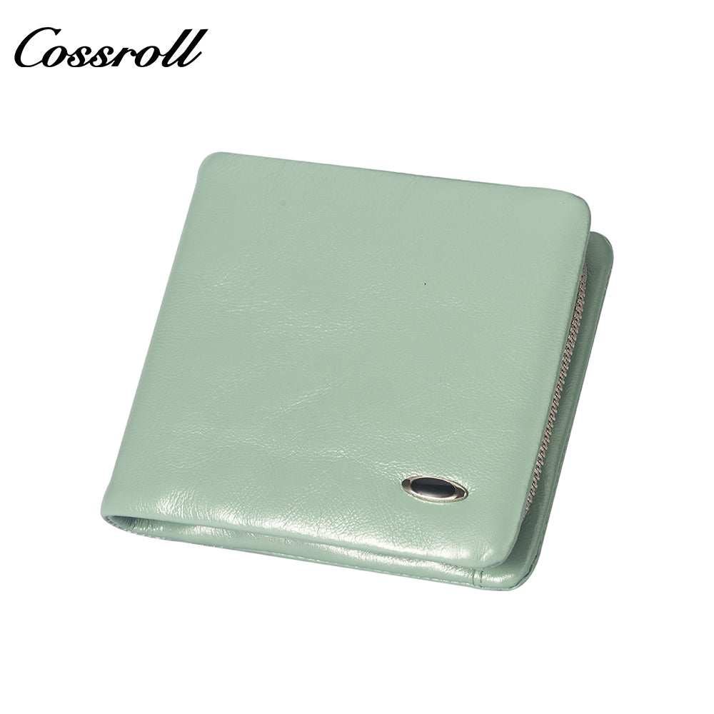 New leather women's long purse zipper wallet Large capacity waxed cowhide coin purse card wallet factory custom