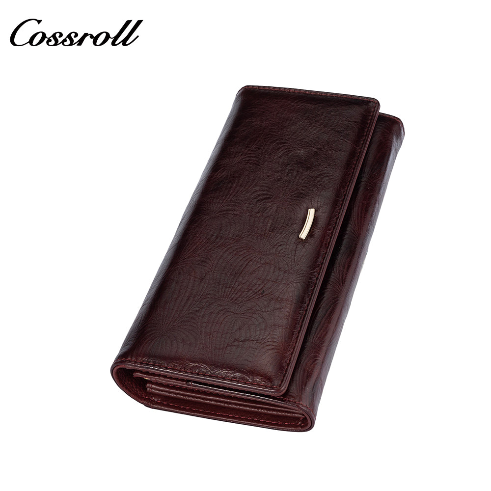 The Factory Produces genuine long card holder wallet geniune leather wallet