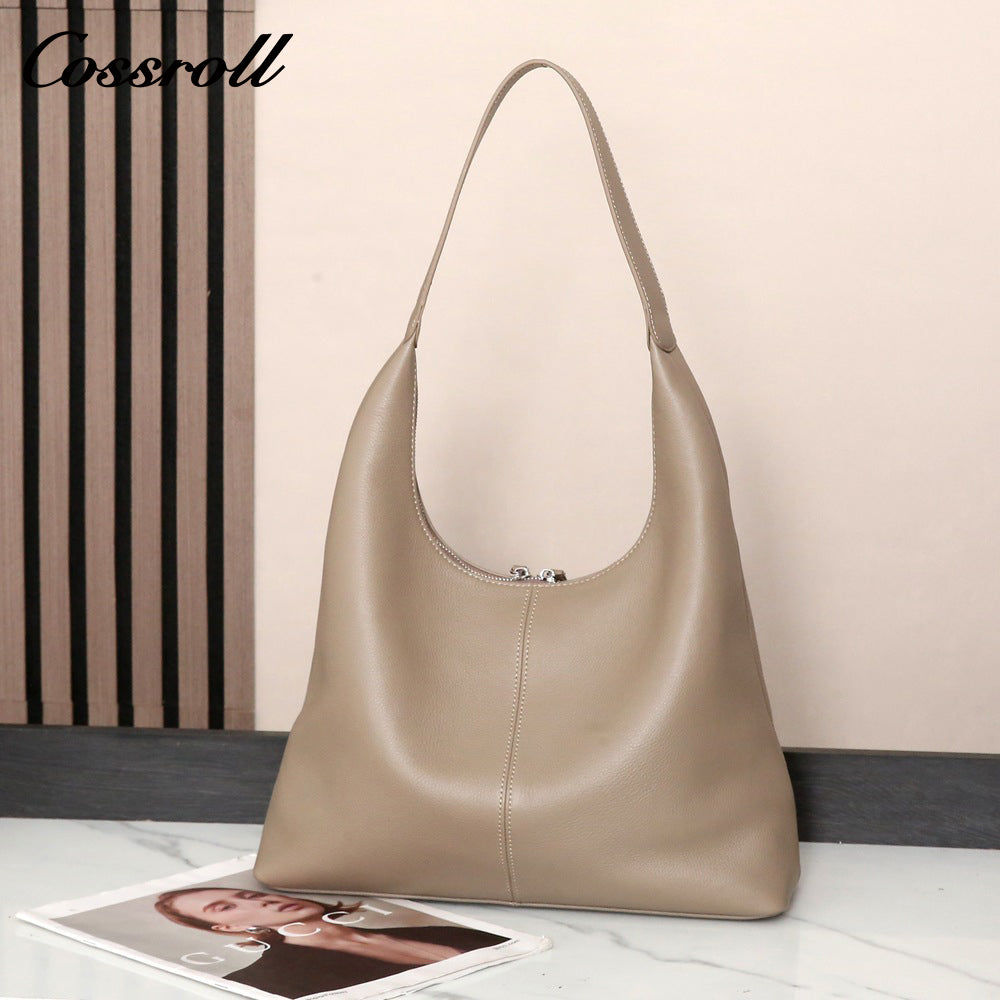Top-grain leather women's shoulder bag, large-capacity crossbody tote