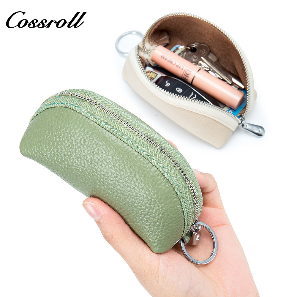 Multifunctional soft leather women's coin purse Small Key wallet Mini family car Large capacity leather zipper coin wallet