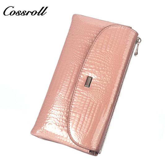 Best Selling Quality manufactory leather new wallet crocodile texture patent leather