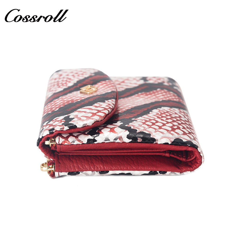 Manufacturers customized new leather short long purse cross-border Europe and the United States python cowhide multi-card money clip