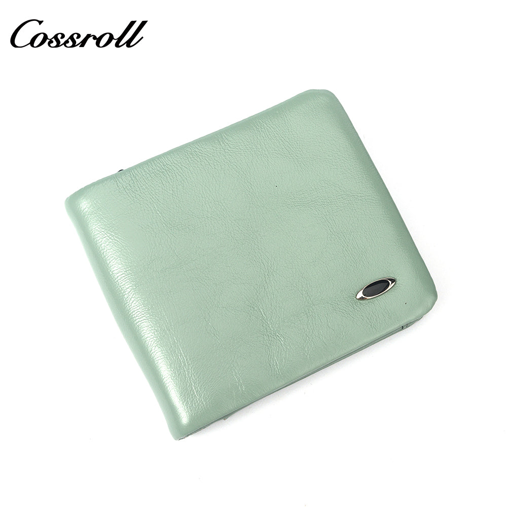 New leather women's long purse zipper wallet Large capacity waxed cowhide coin purse card wallet factory custom