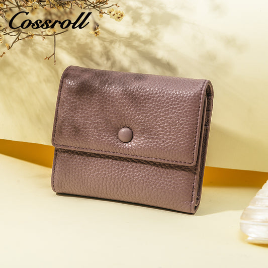 New Material Metal Pattern Short Wallet Genuine Leather