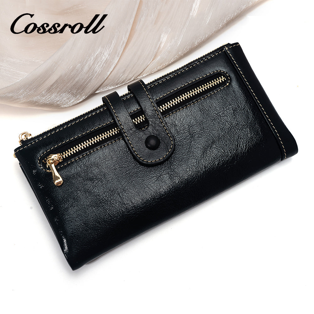 Long Wallet Unisex Leather Texture Money Belt Zipper
