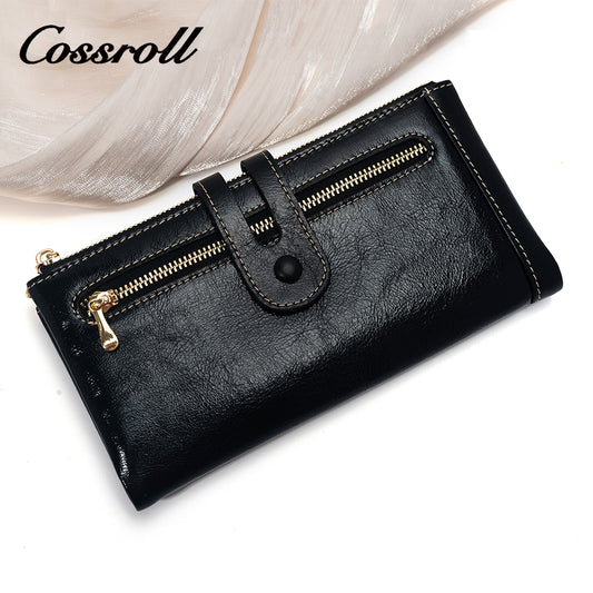 Long Wallet Unisex Leather Texture Money Belt Zipper