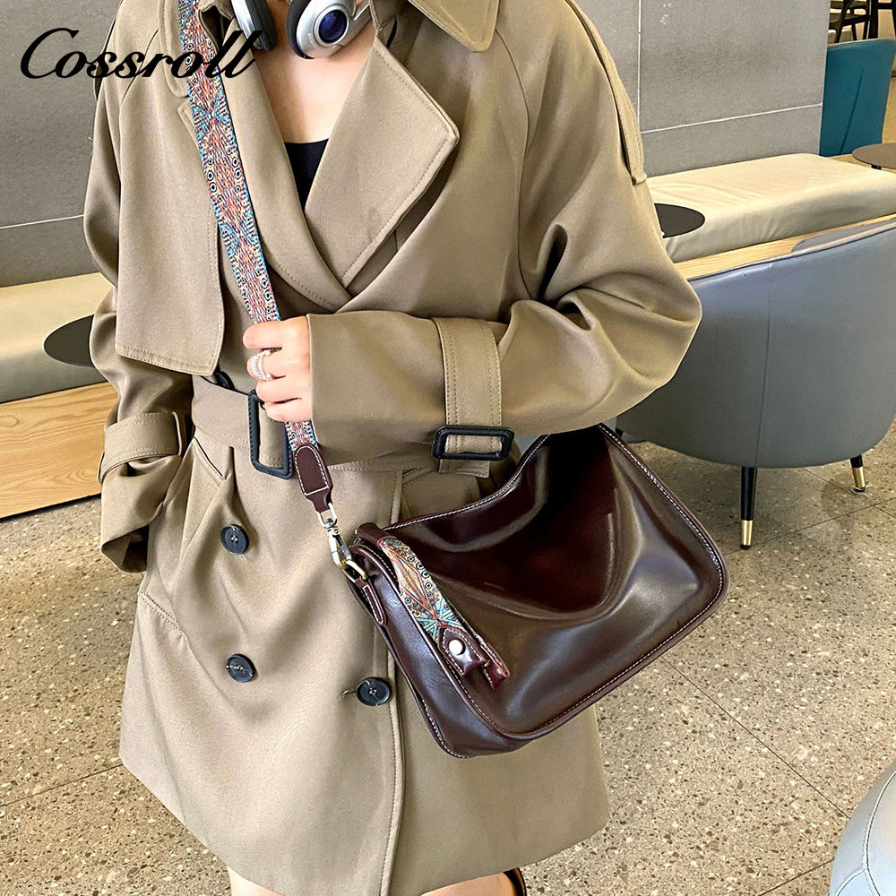 Korean tide with niche soft leather lychee grain shoulder crossbody bag armpit bag