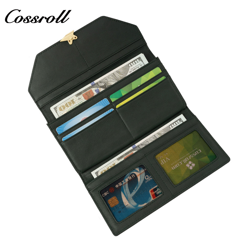 2024 Most Popular best brand leather long wallet female Genuine Leather