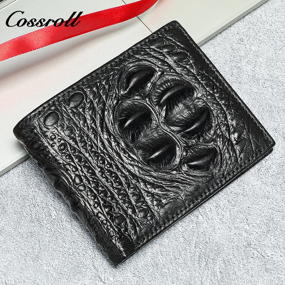 Crocodile Print Wallet Men's Long Genuine Leather Slim Soft Cowhide Money Clip