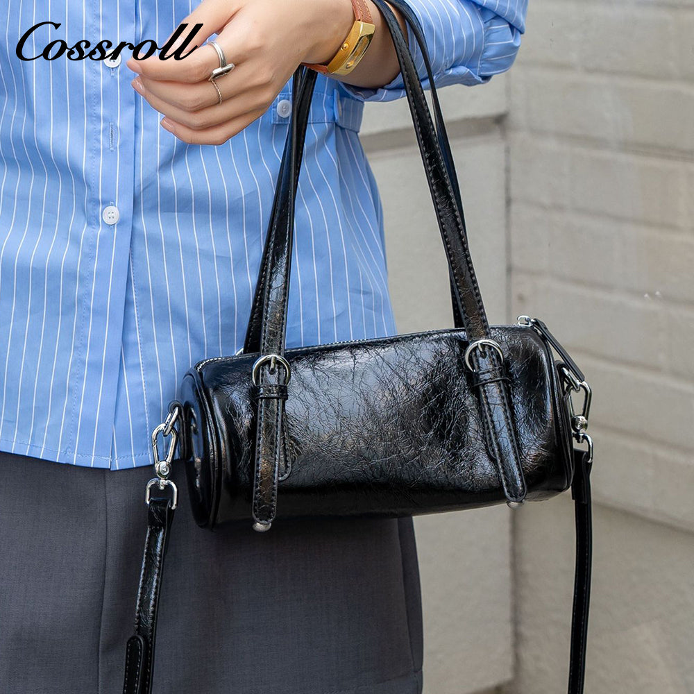 Shoulder Armpit Vintage Bag Bag Bag Bag Women's Premium Feeling Head Layer Leather Handheld Crossbody Bowling Bag
