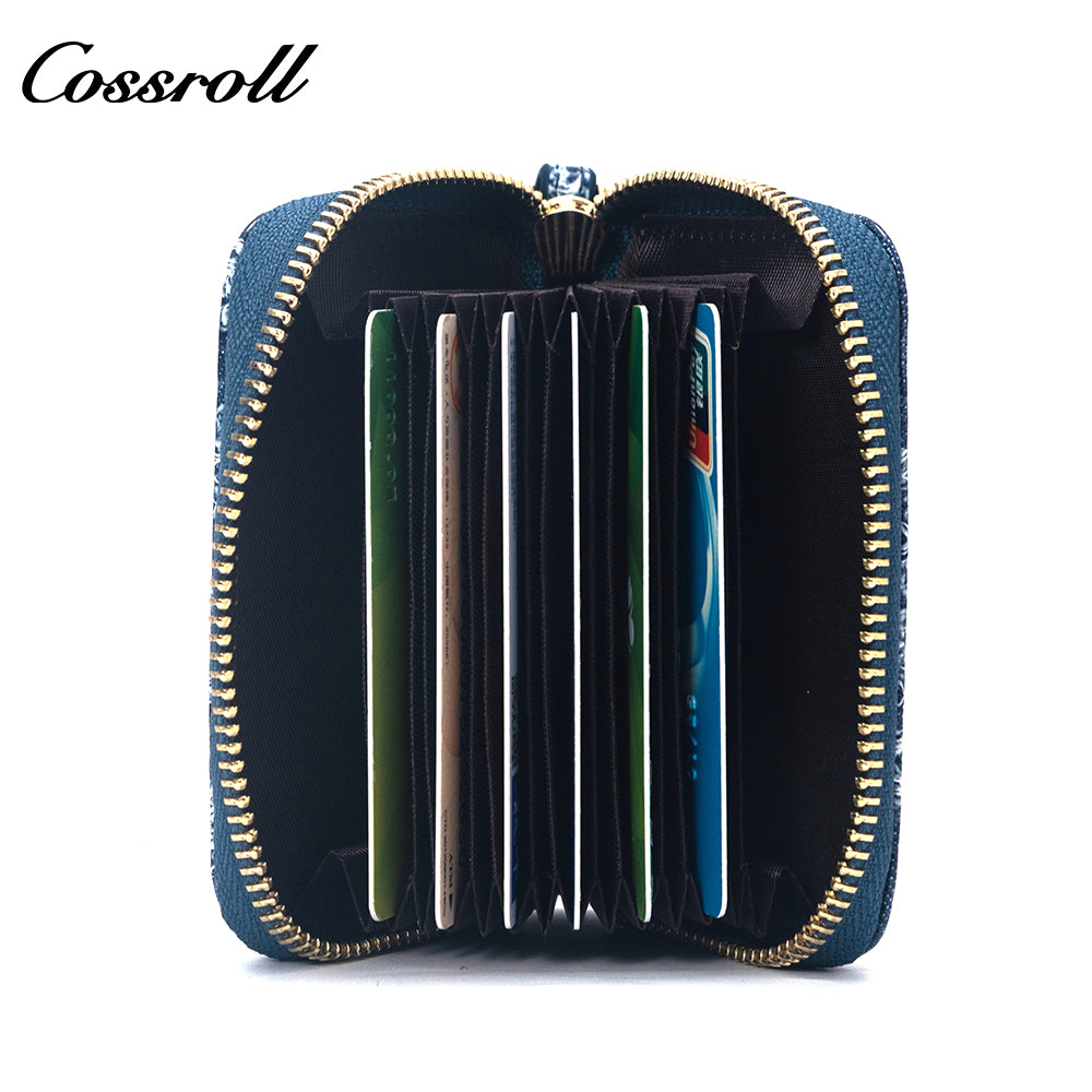 Customized Manufacturer leather luxury women small wallet organ card holder crocodile texture Genuine Leather