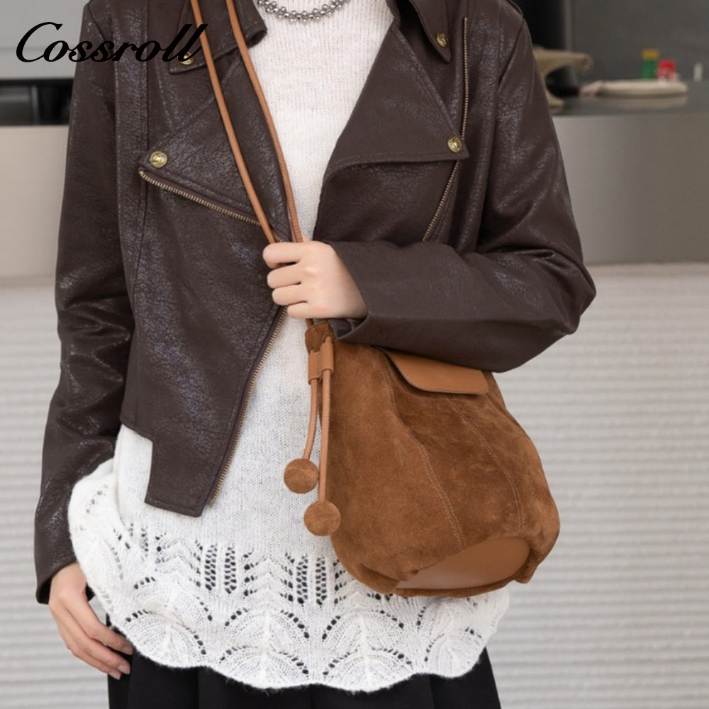 Suede Bucket Bag for Women, High-End Niche Design, Single Shoulder Underarm Crossbody Bag