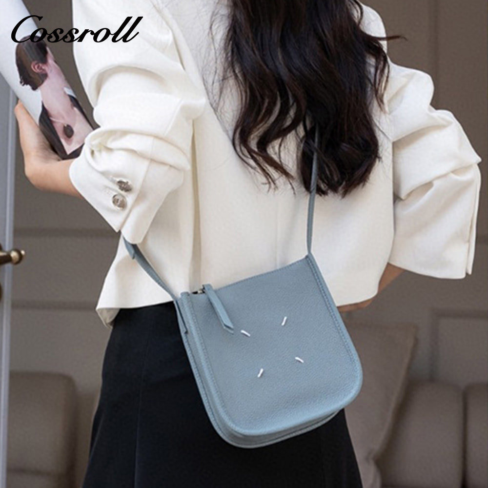 Head layer TOGO cowhide small square bag personality leisure senior texture leather crossbody bag niche hundred with cell phone bag