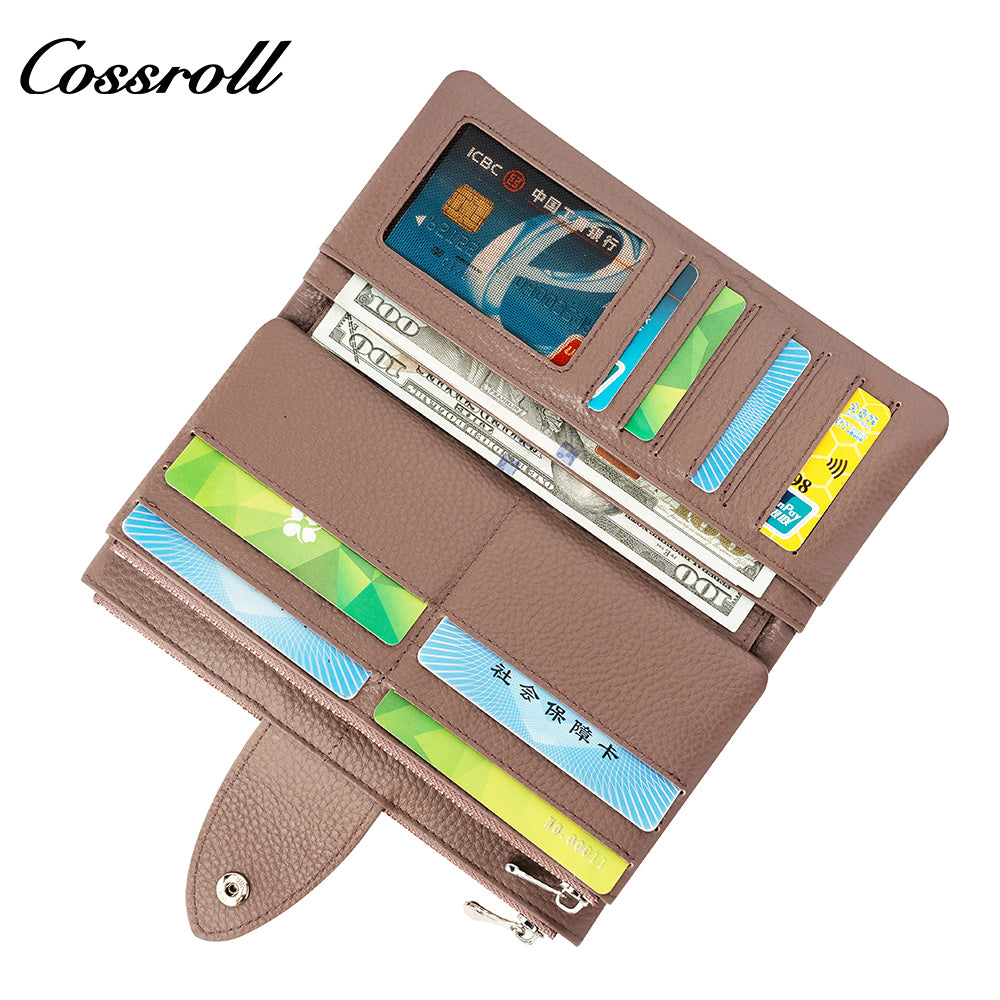 Innovative Design ladies purses multiple slots geniune leather wallet Lychee leather