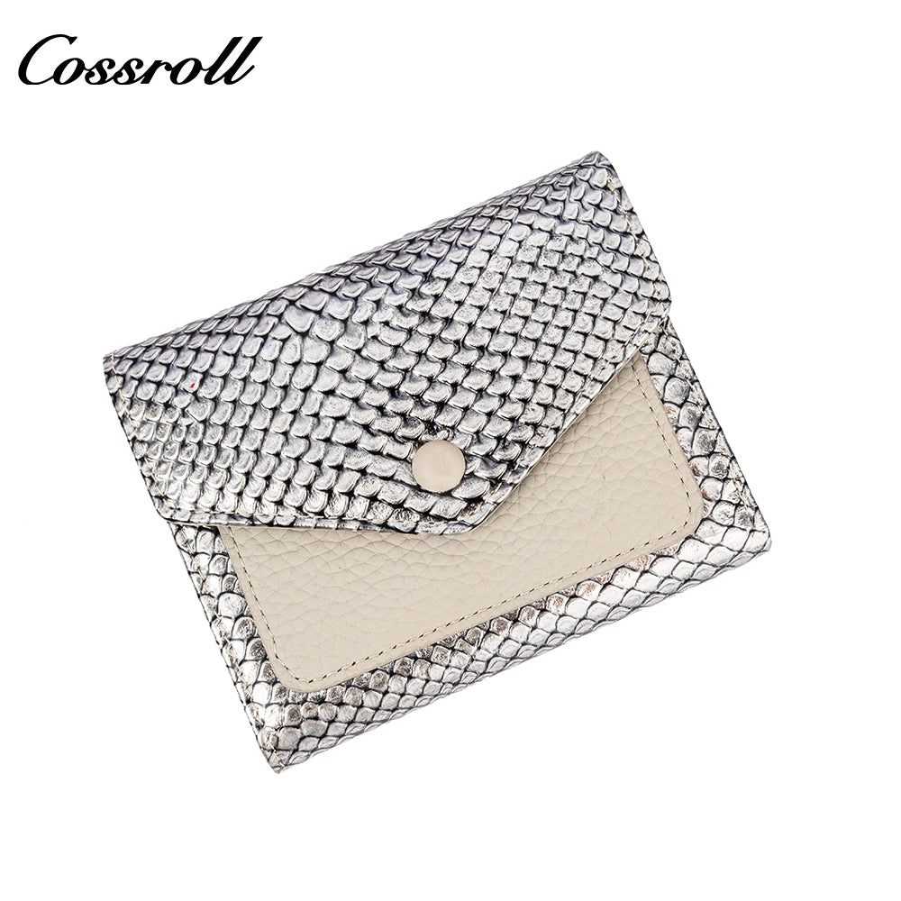 Fashion serpentine leather folding short small purse temperament 2024 new soft cowhide money clip big money clip