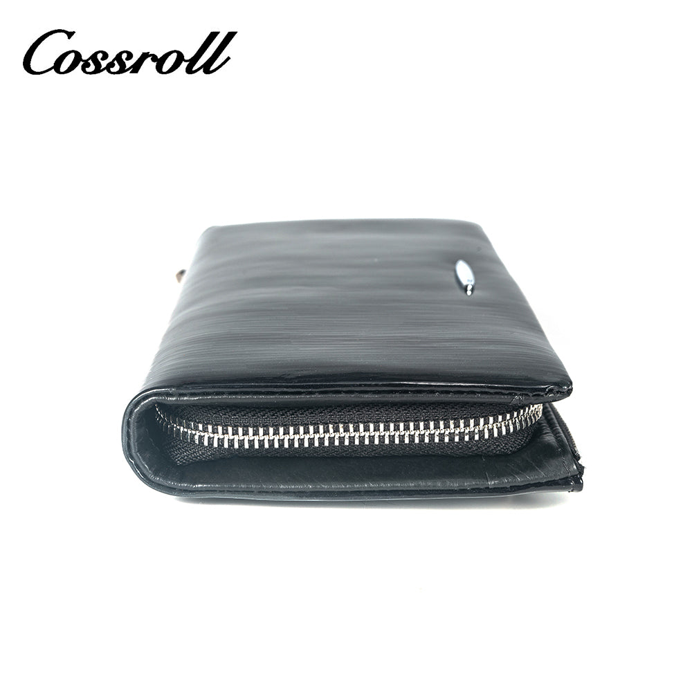 Factory processing custom cross-border new leather women's purse long zipper cowhide women's foreign trade handbag custom