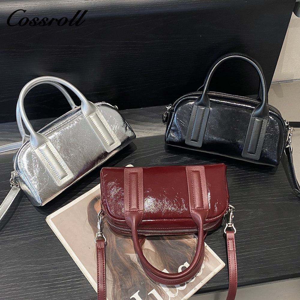 Head layer oil wax cowhide single shoulder crossbody women's bag fashion generous shell bag zipper soft leather handheld