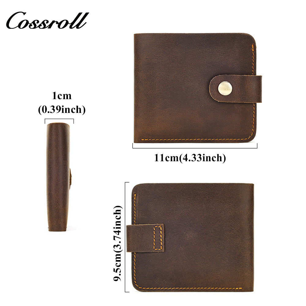 Cross-border Crazy Horse leather men's retro casual slim cowhide wallet