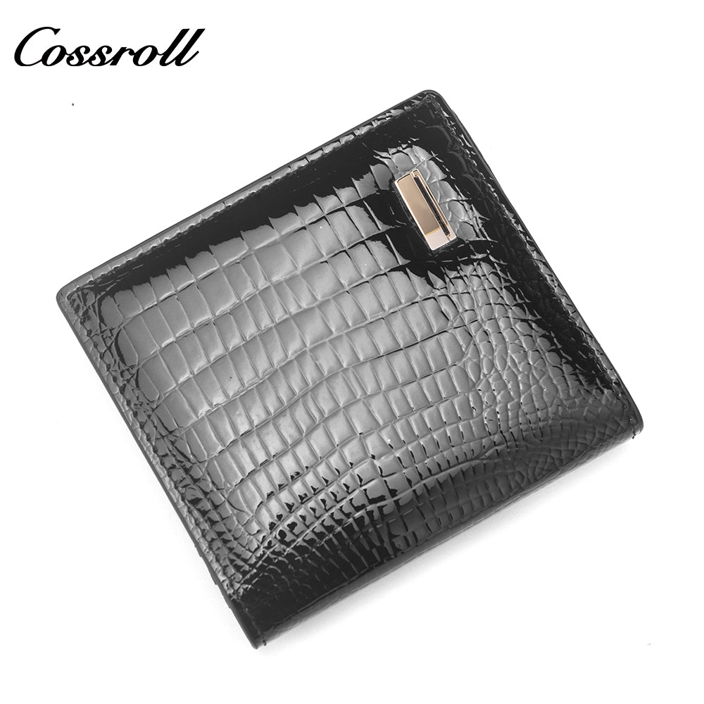 New factory custom leather money baotou layer cowhide change card bag patent leather holding women's purse custom