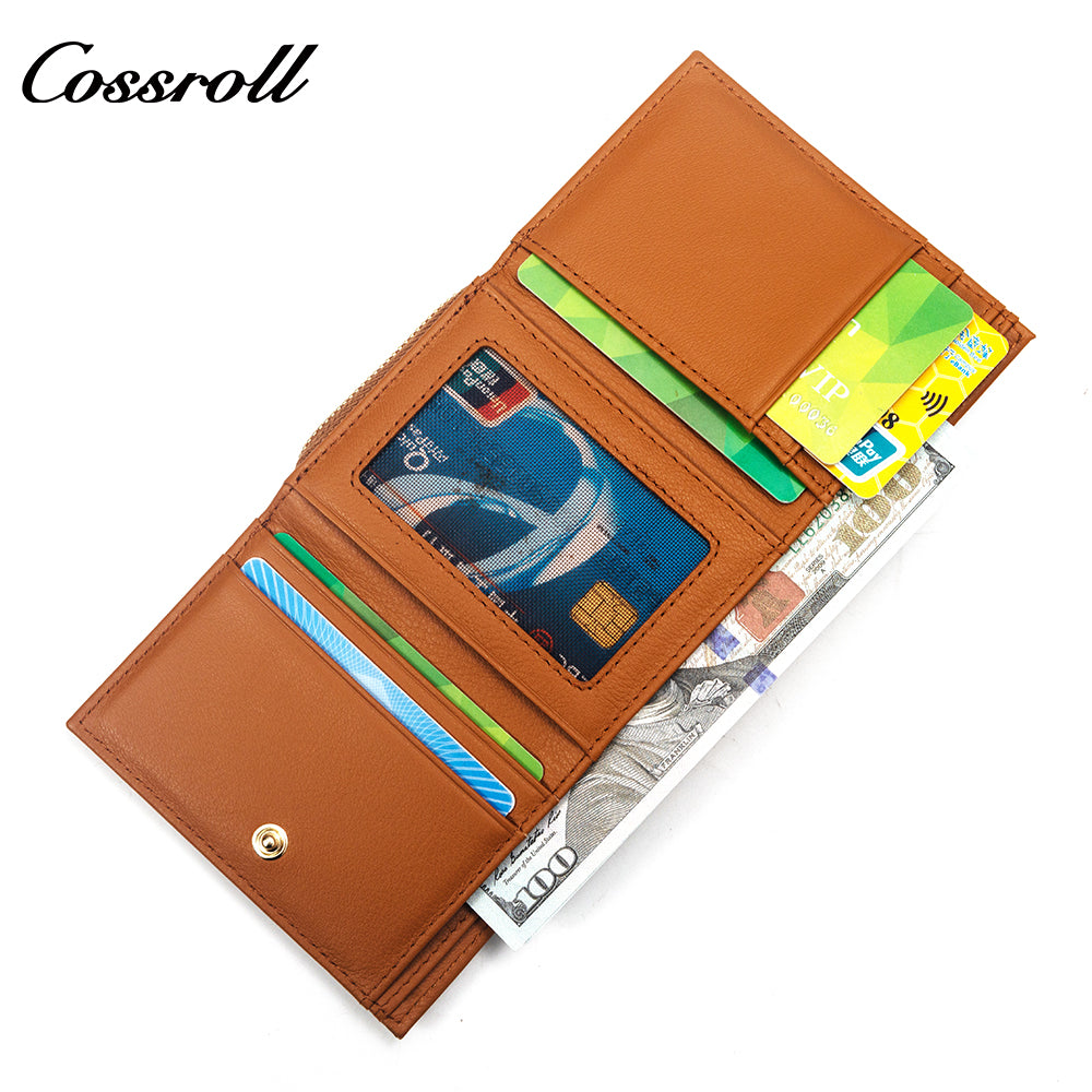 Manufacturers custom cowhide embossed women's purse large capacity European and American leather vintage money clip