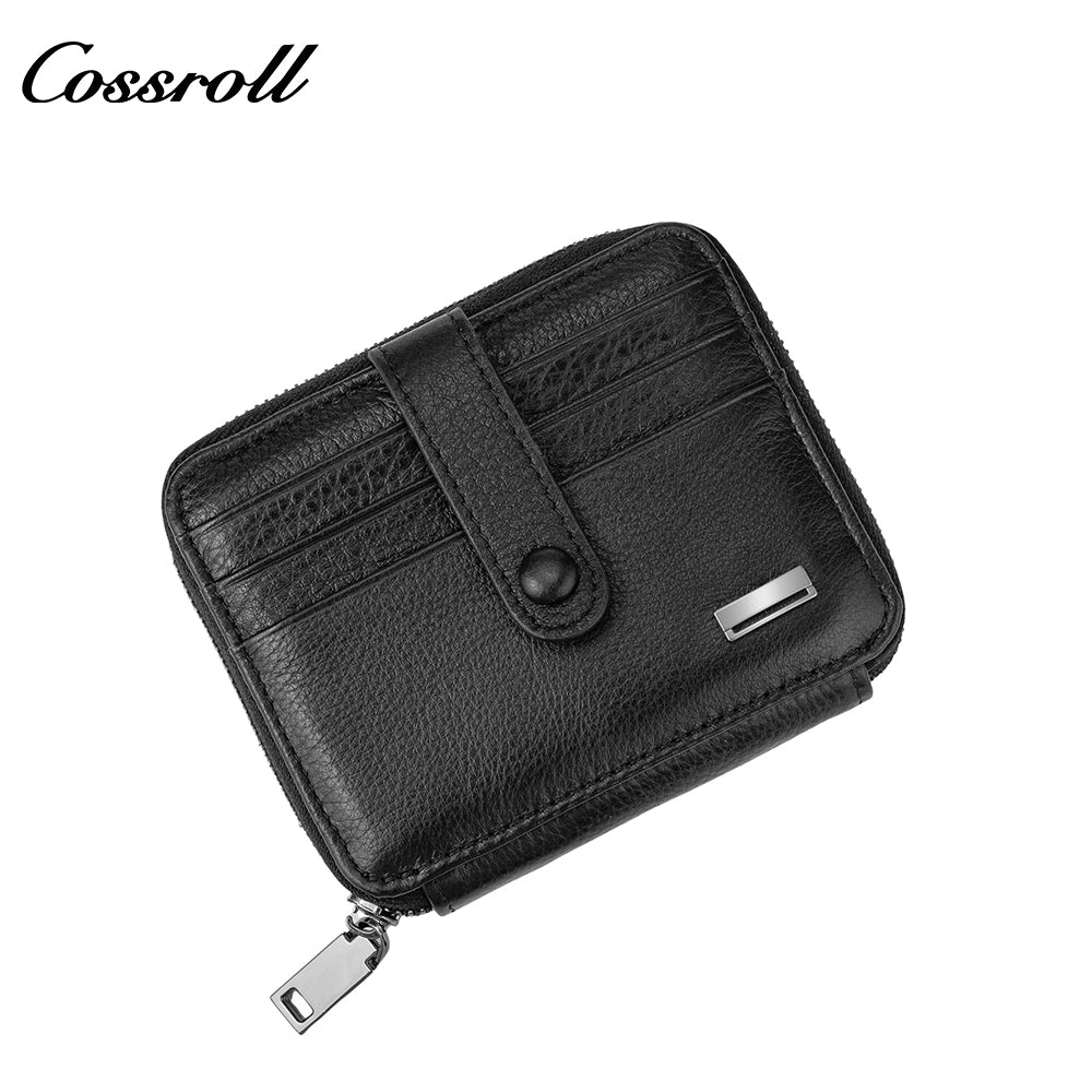 Multi-card zip plus enclosure casual head layer cowhide horizontal men's wallet