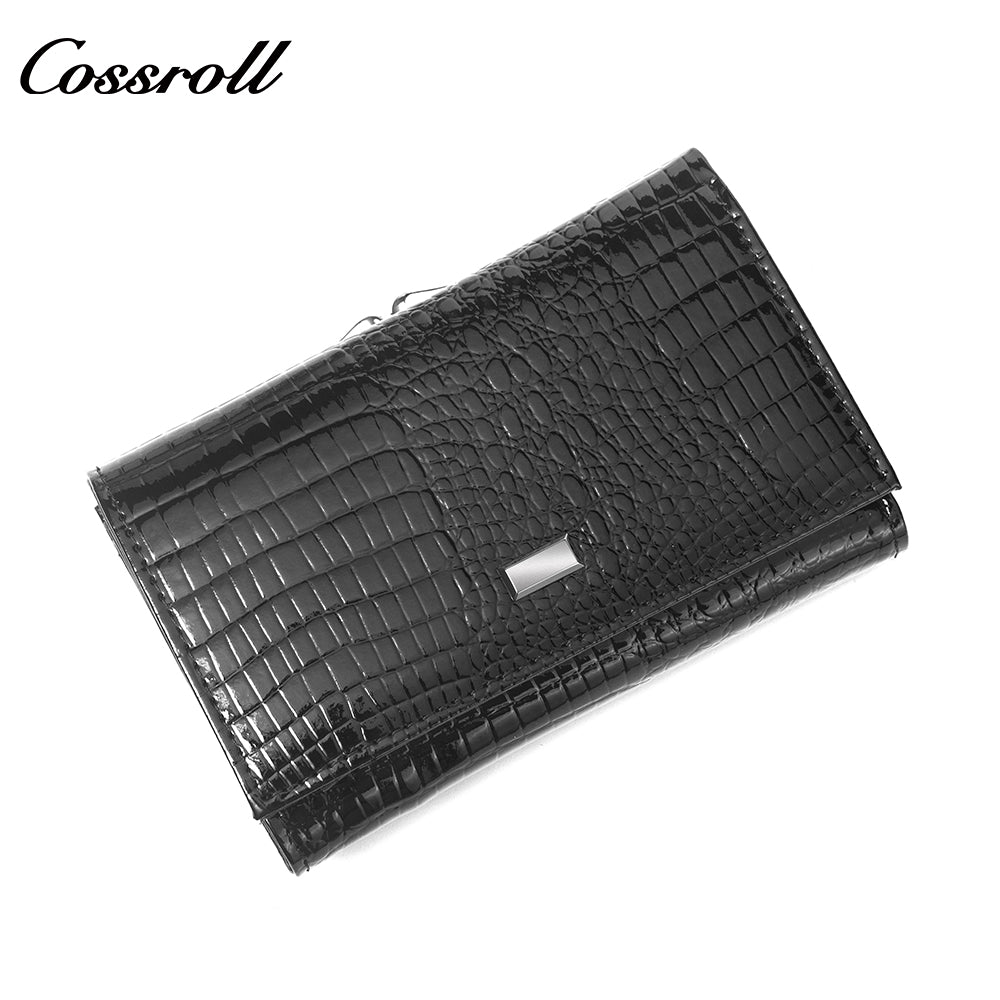 2024 Hot New Products real leather long crocodile texture patent leather