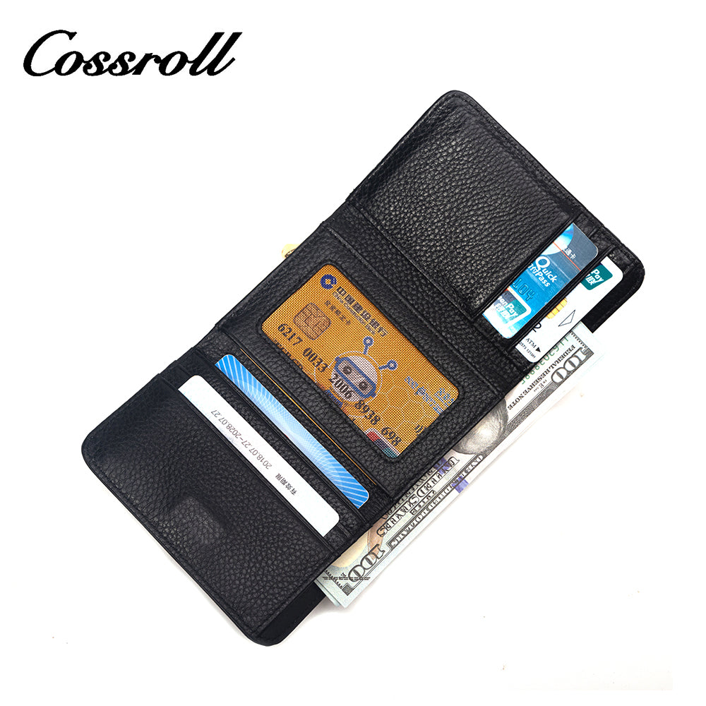2024 new leather ultra-thin three-fold short fashion folding wallet