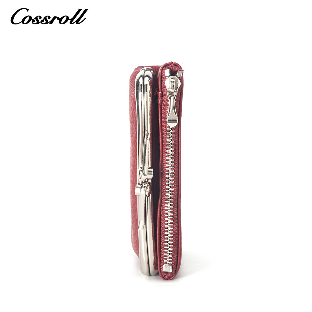 Wholesale Direct Sales red women's small leather bifold wallet With new materials