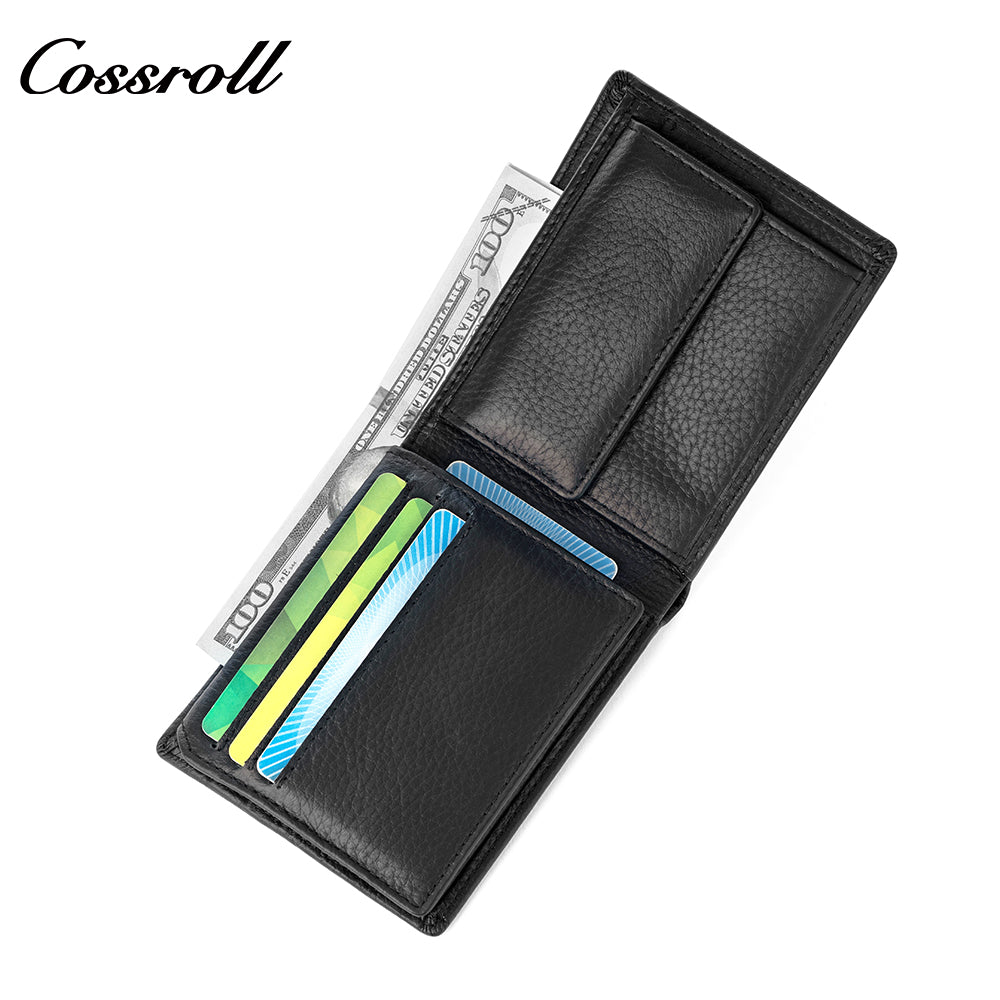 Factory customized cross-border head layer cowhide loose-leaf multi-card classic business wallet