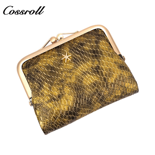 2024 new short serpentine leather wallet multi-function folding wallet card wallet women