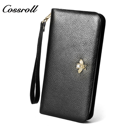 2024 Wholesale High Quality ladies purse geniune leather wallet Lychee leather