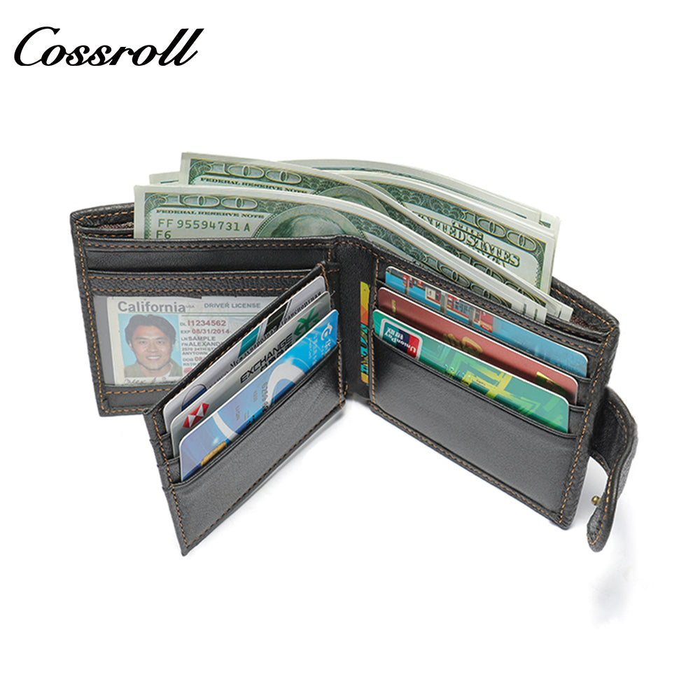 Men's Short Genuine Leather Clutch Dollar Clip Coin Purse Multifunctional Cowhide Card Case Leath