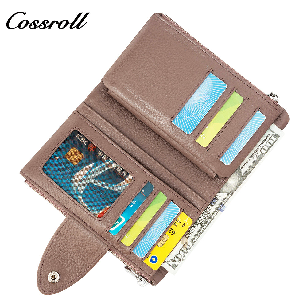 Wholesale High Quality ladies purse geniune leather wallet Lychee leather