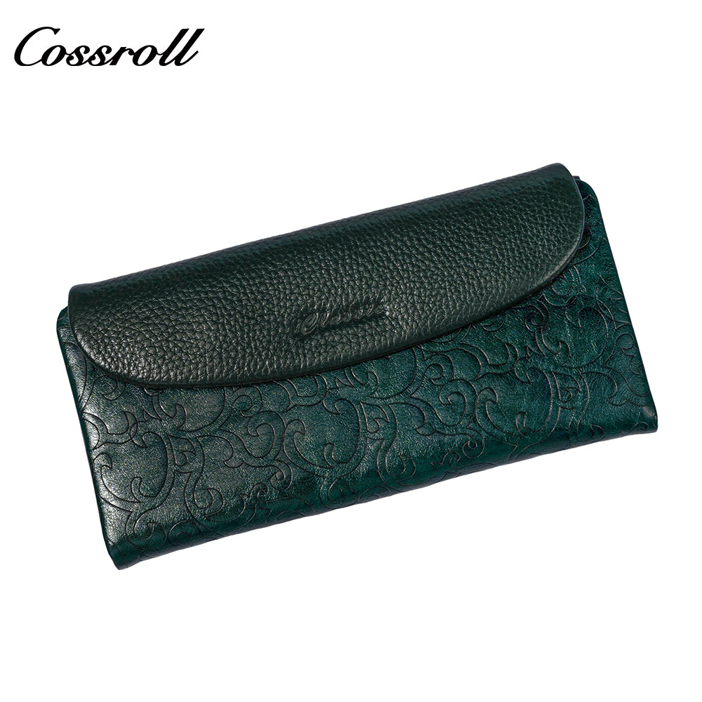 The Factory Produces genuine long card holder wallet geniune leather wallet