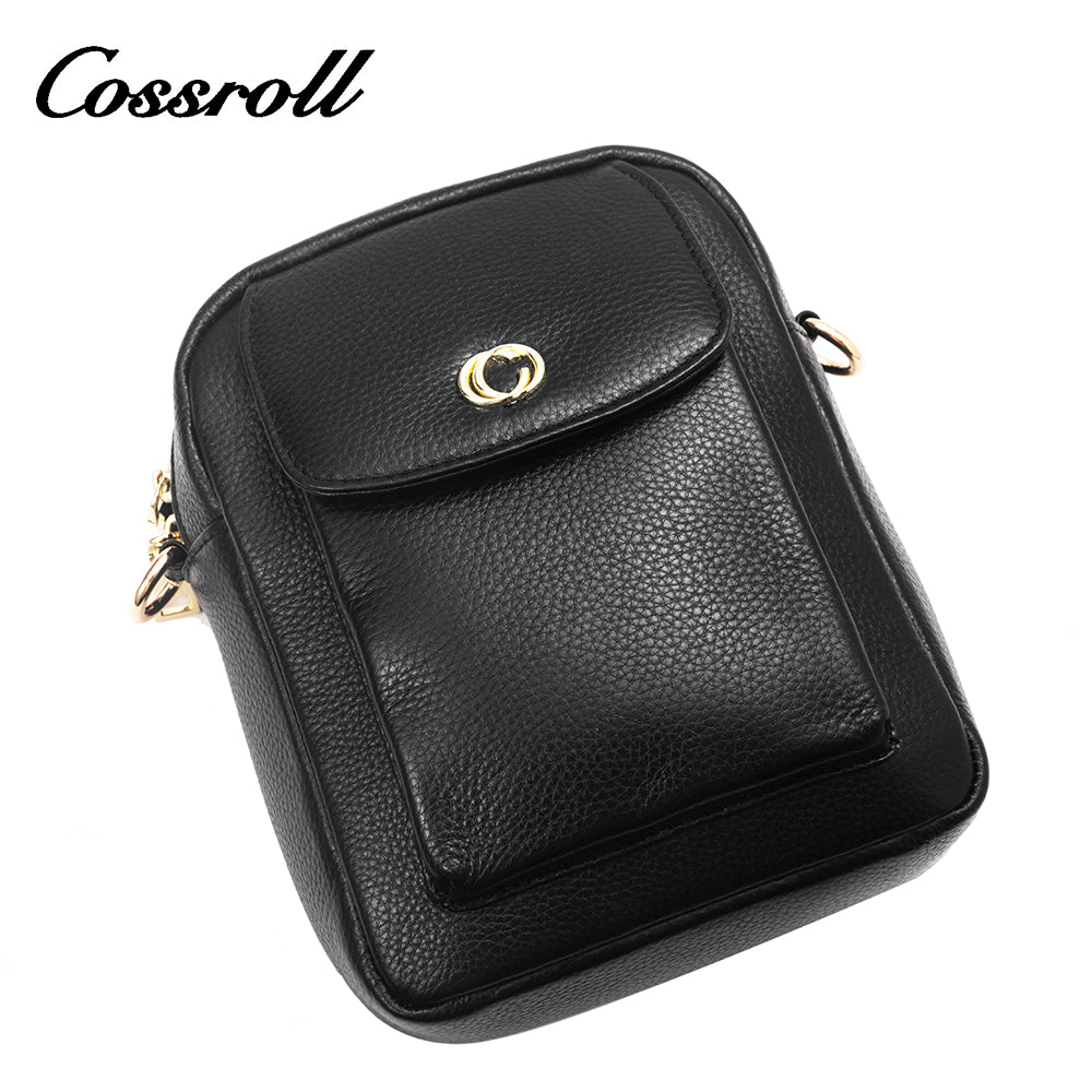 High-end leather mobile phone bag female 2024 new fashion female bag vertical multi-layer crossbody bag burst shoulder bag