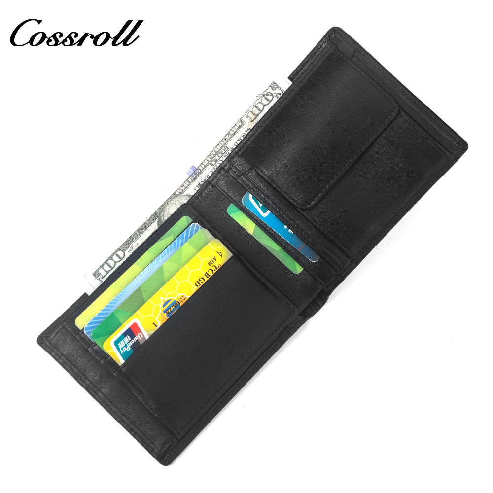 Factory custom short simple leather purse for cowhide coin man wallet for purse money clip