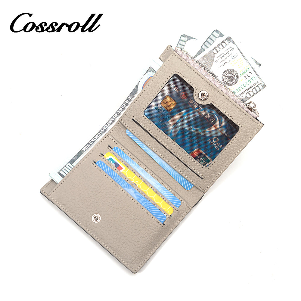 New Design short women's leather slim card wallet With High Quality