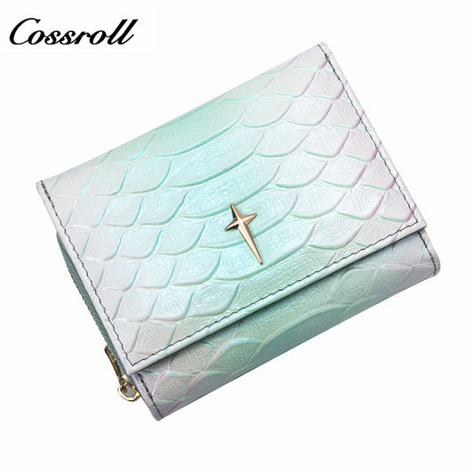 New factory custom leather money baotou layer cowhide change card wallet patent leather holding women's purse custom