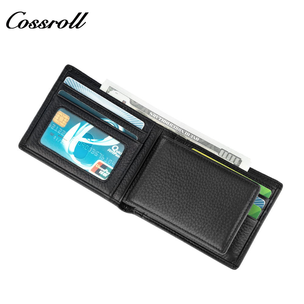 Cross-border men's short leather wallet horizontal wallet classic black head layer cowhide leisure