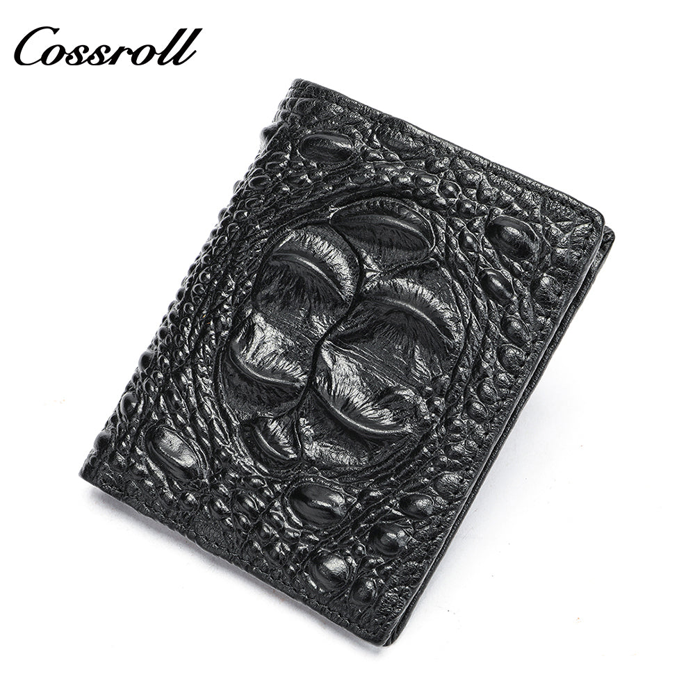 Crocodile Men's Wallet Handmade Genuine Crocodile Print Money Clip Business Large Capacity Leather Wallet