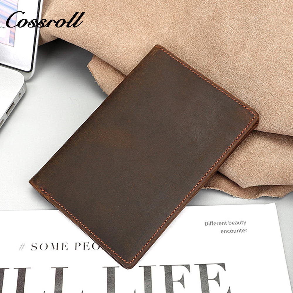 Men's genuine leather short wallet, European and American vintage handcrafted crazy horse leather