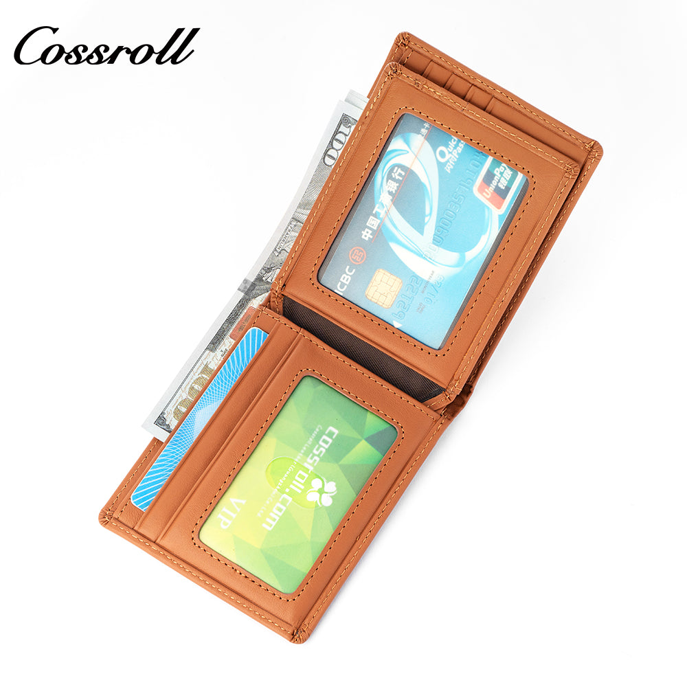 Europe and the United States to fold leather men's wallet short section bifold cowhide BOX type coin purse cloth