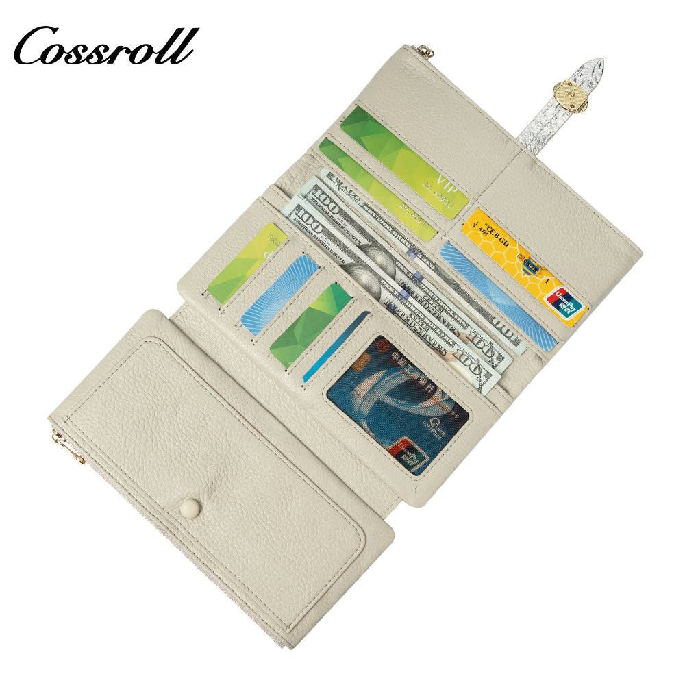 Most Popular best brand leather long wallet female Genuine Leather