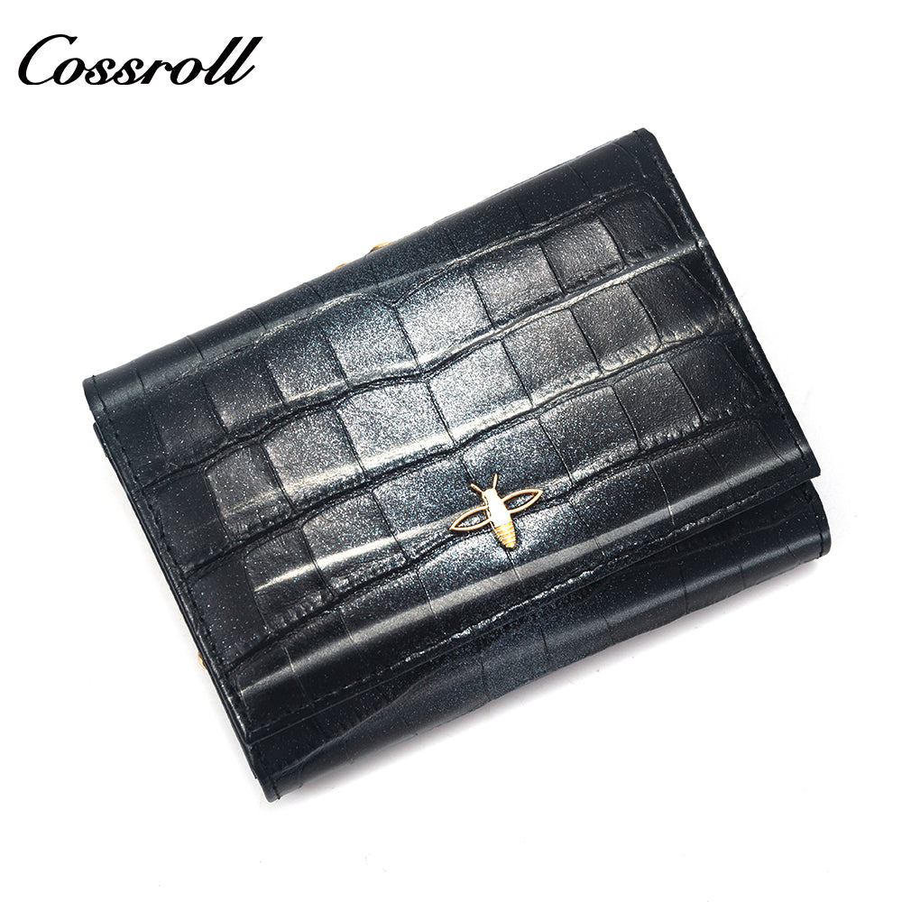 Customized Manufacturer leather luxury women small wallet crocodile texture Genuine Leather