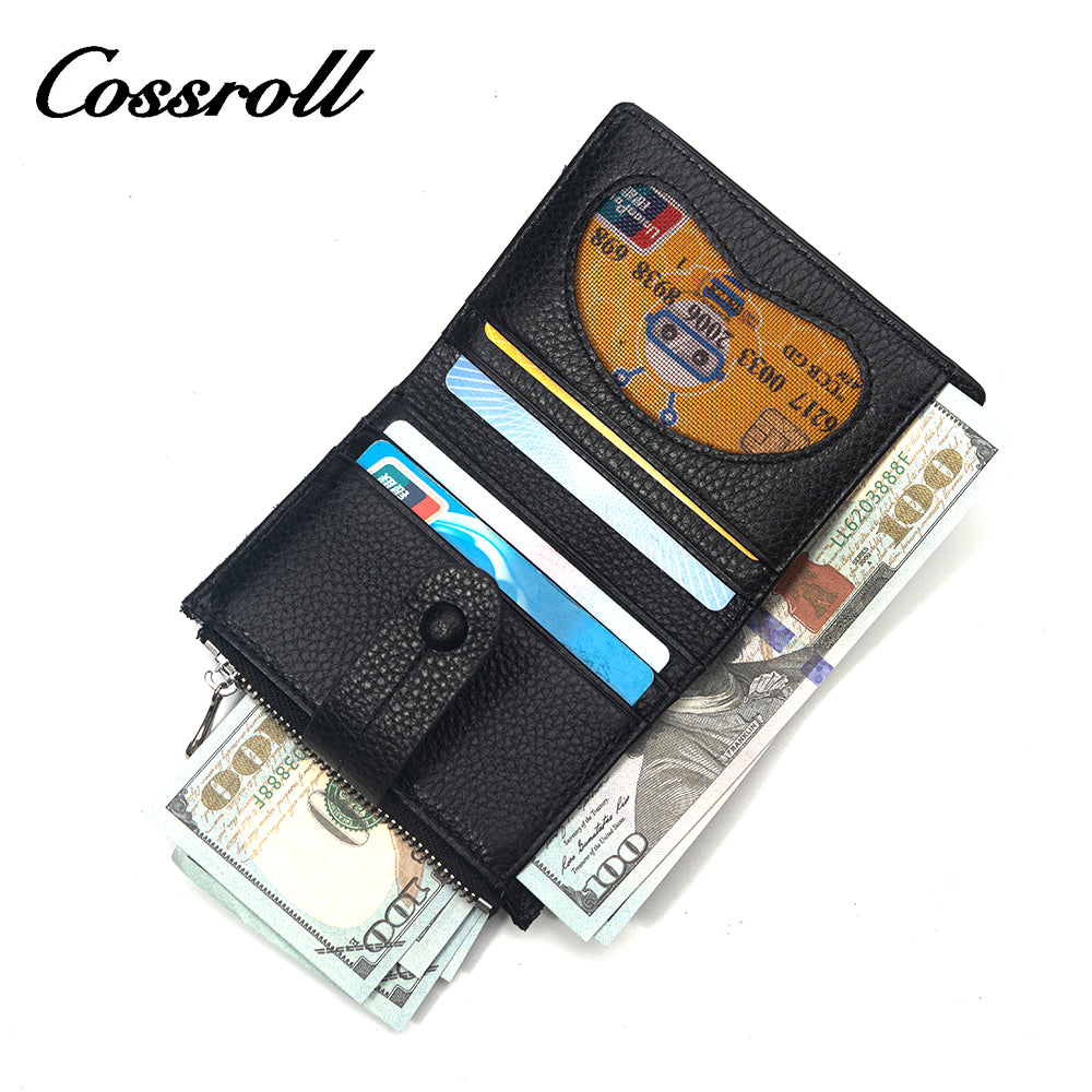 Brand New slim black leather wallet women With High Quality