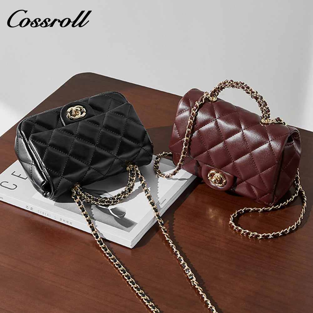 Small perfume style metal chain diamond lattice handbags versatile shoulder crossbody antique women's bag
